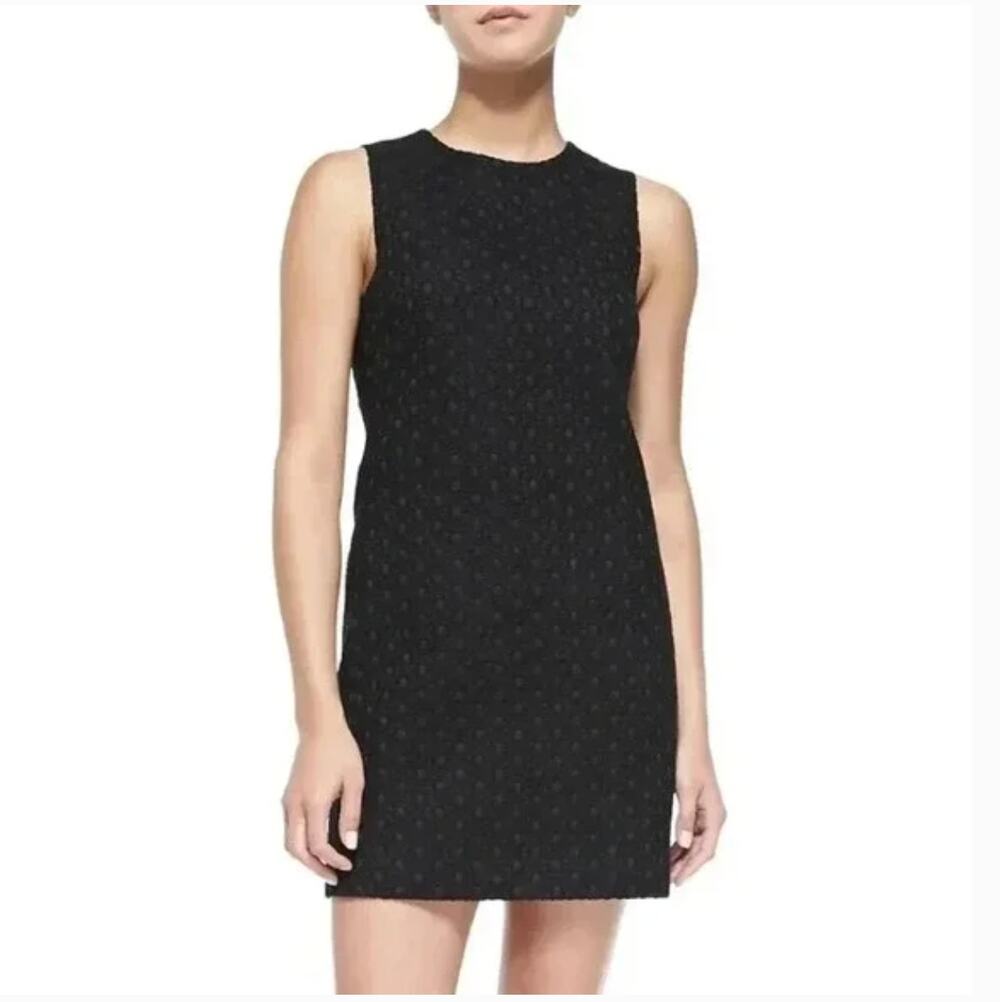 Theory Gwideen Eyelet Lace Bonded Dress 8 Black Sheath Academia Career Capsule